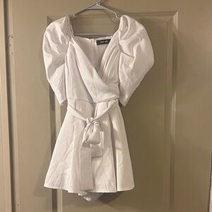 DO+BE Elegant White Wrap Mini Dress